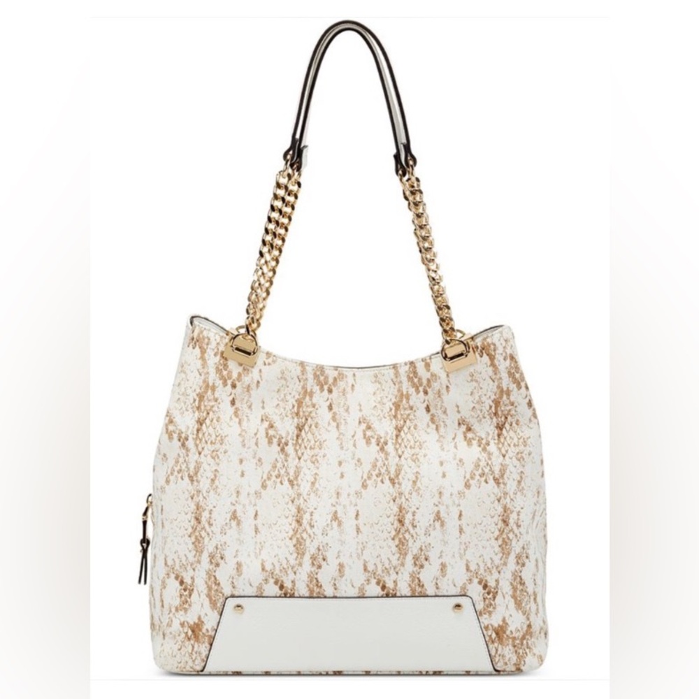 INC International Concepts-Trippii Chain Tote-Size: Large-Color: Tan/White!!